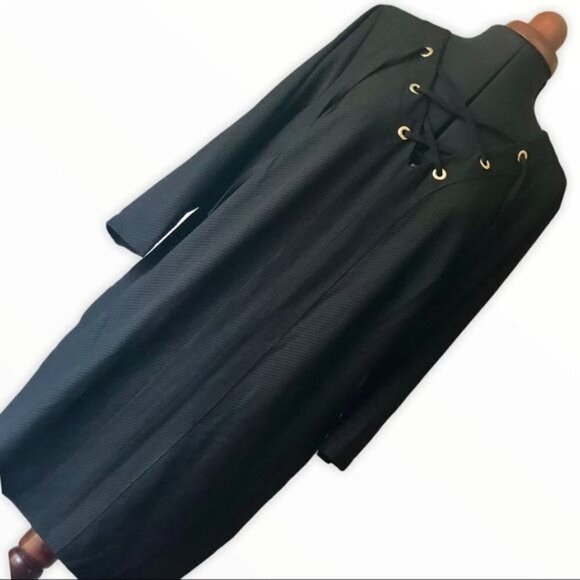 Kensie Black Lace Up Front Dress Sz.XL - Picture 1 of 14